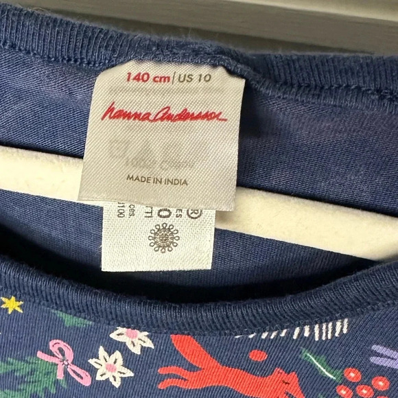 Hanna Andersson size girls 10 Christmas print top woodland creatures holiday - Picture 2 of 5